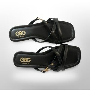 GBG Los Angeles Black Strappy Sandals
